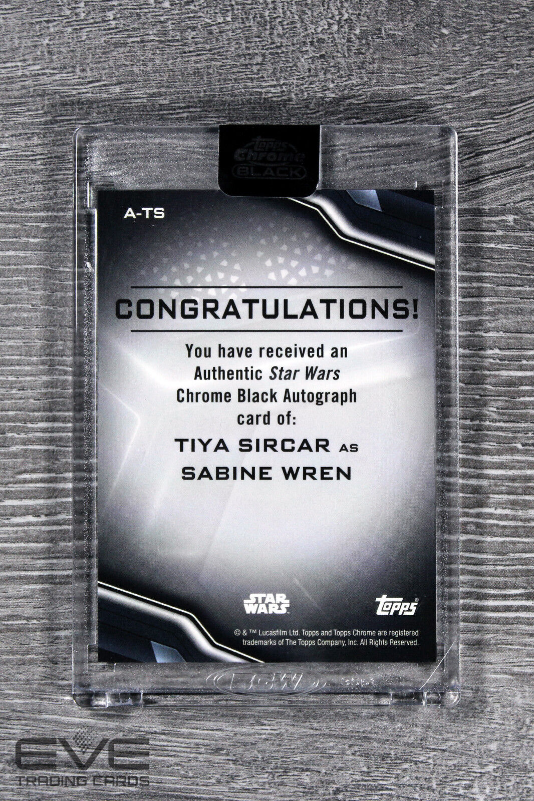 Topps Chrome Black Star Wars Tiya Sircar/Sabine Wren Autographed Slabbed Card