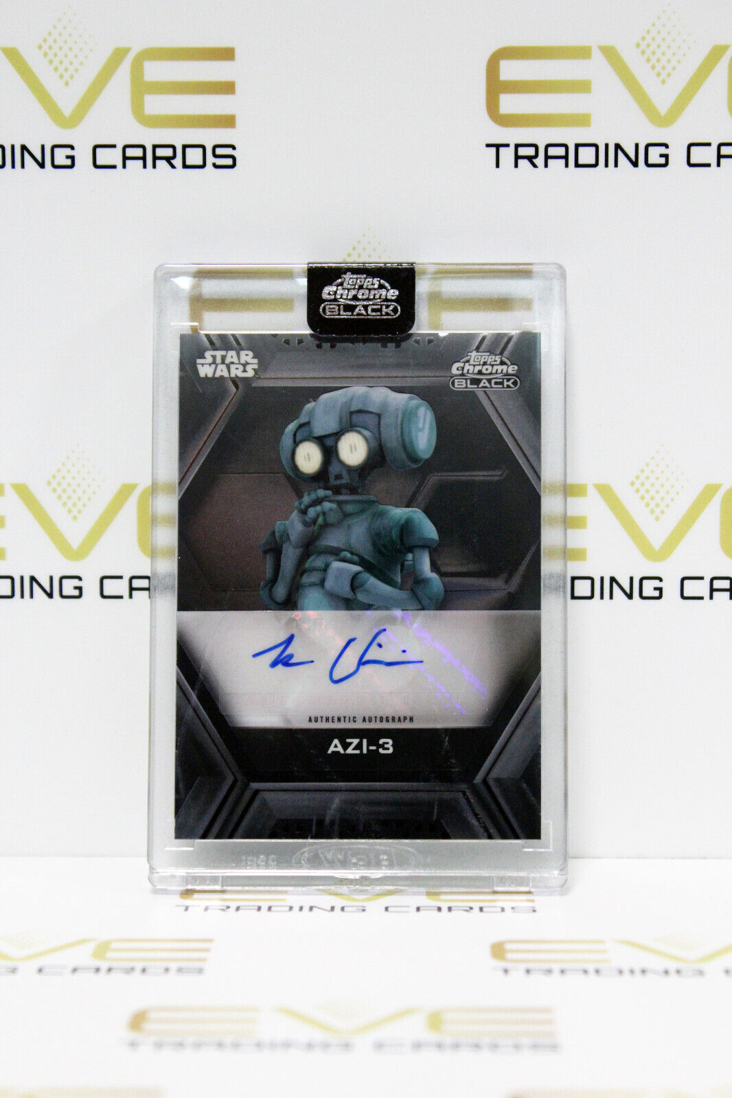 Topps Chrome Black Star Wars Ben Diskin as AZI-3 Autographed Slabbed Card