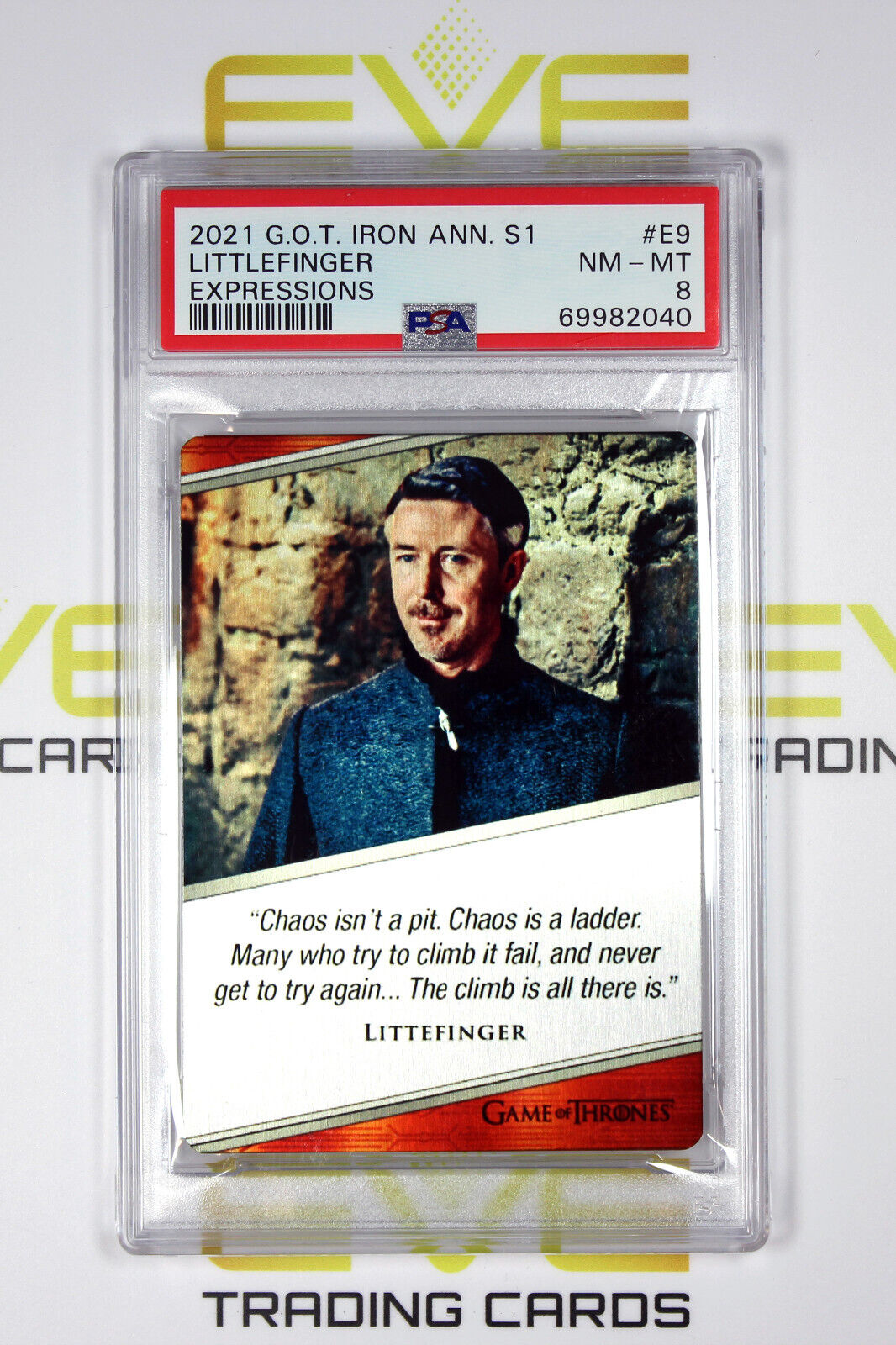 Graded Game of Thrones Card - #E9 2021 Littlefinger - Expressions - PSA 8