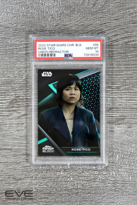 2022 Topps Star Wars Chrome Black #85 Rose Tico Green Refractor /99 - PSA 10