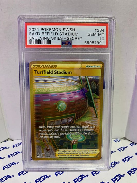 Graded Pokemon Card - 234/203 2021 SWSH Turffield Stadium Evolving Skies- PSA 10