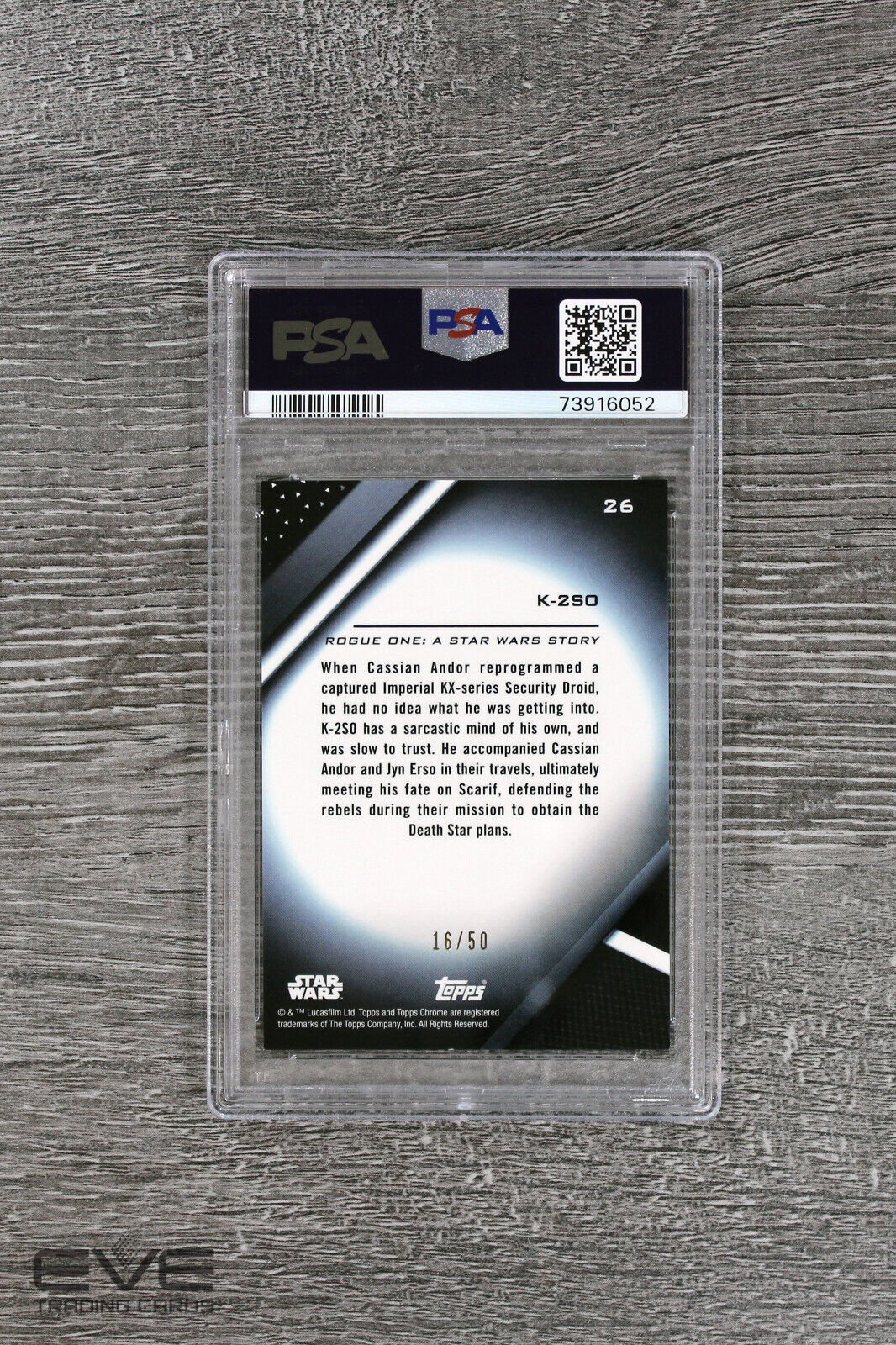 2022 Topps Star Wars Chrome Black #26 K-2SO Gold Refractor /50 - PSA 9