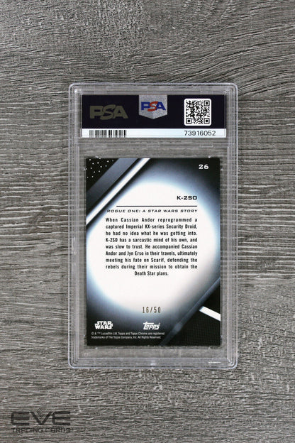 2022 Topps Star Wars Chrome Black #26 K-2SO Gold Refractor /50 - PSA 9