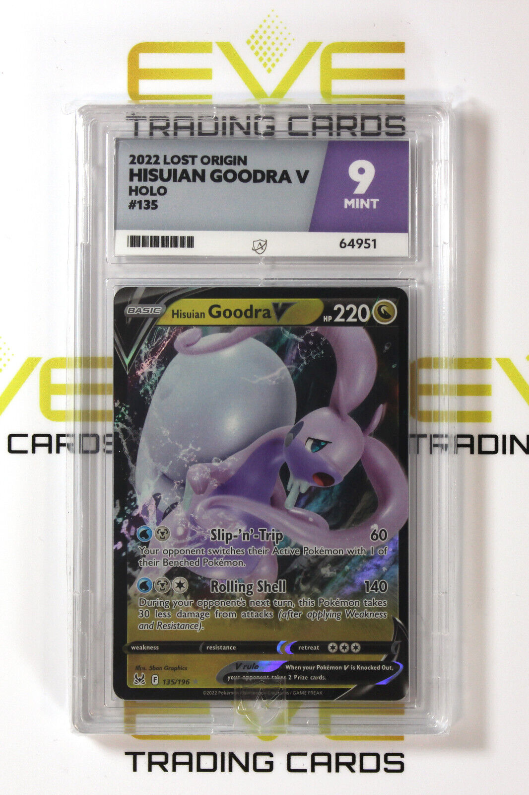 Graded Pokemon Card #135/196 2022 Hisuian Goodra V Lost Origin Holo - Ace 9