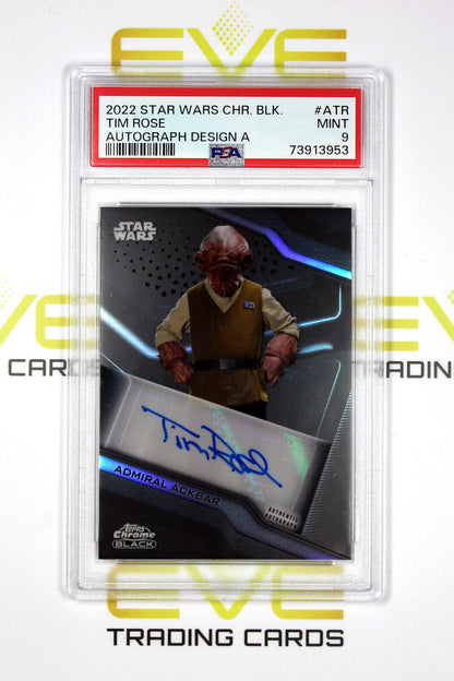 Topps Chrome Black Star Wars #A-TR Tim Rose as Admiral Ackbar Autograph - PSA 9