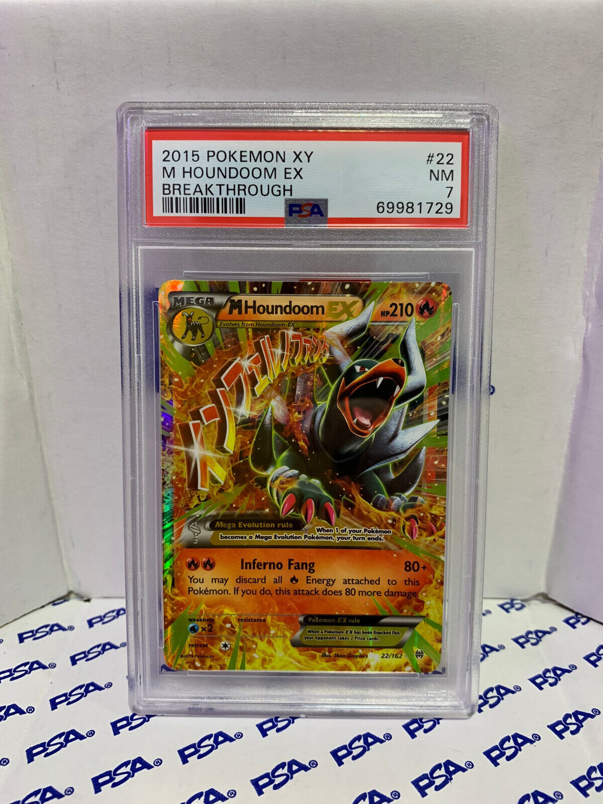 Graded Pokemon Card -  22/162 2015 XY M Houndoom EX Breakthrough - PSA7