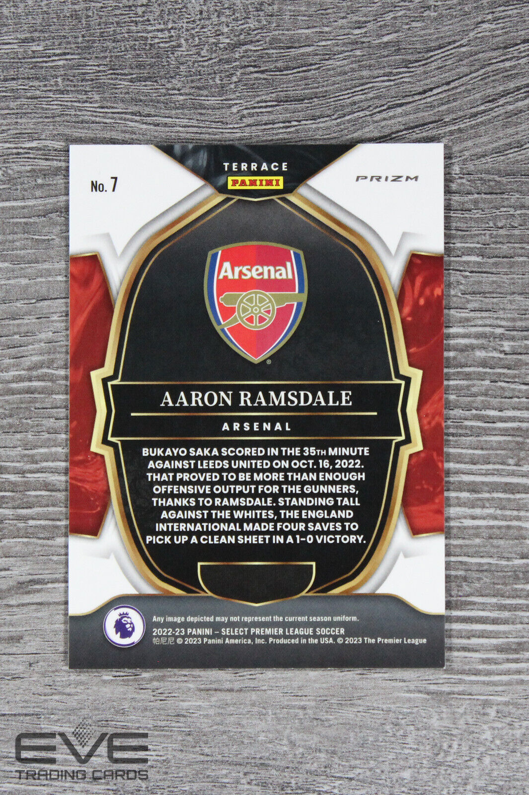 2022-23 Panini Select EPL Soccer Card #7 Aaron Ramsdale Multicolour Prizm NM/M