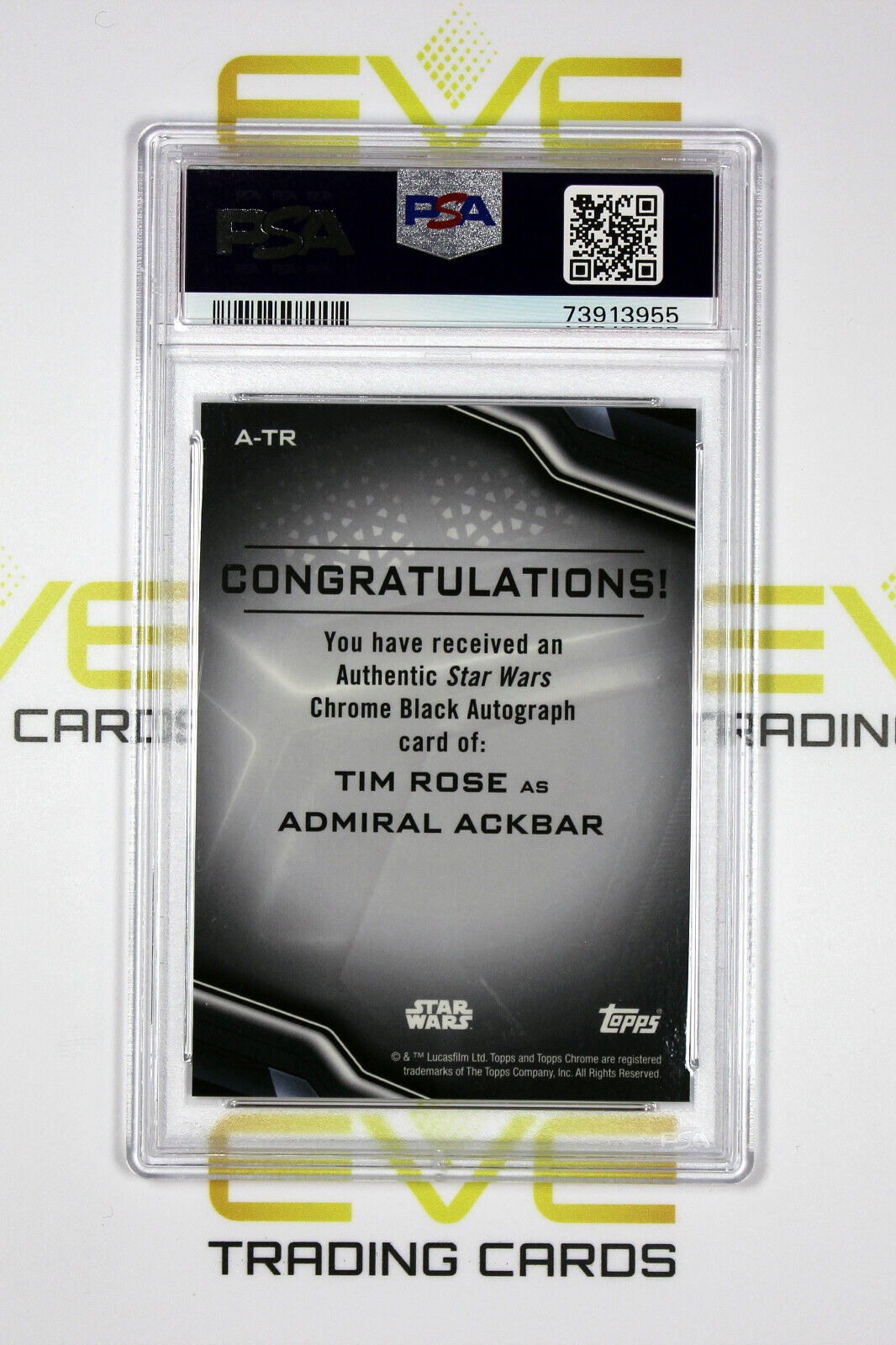 Topps Chrome Black Star Wars #A-TR Tim Rose as Admiral Ackbar Autograph - PSA 10