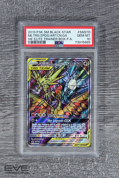 Pokemon Card #SM210 2019 Moltres Zapdos Articuno GX Hidden Fates ETB BSP -PSA 10