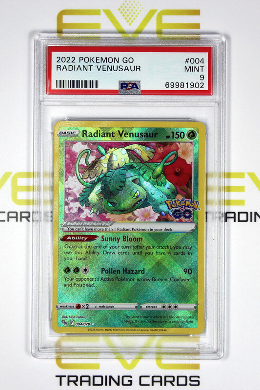 Graded Pokemon GO Card - #004/078 2022 Radiant Venusaur - PSA 9