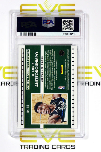 Graded Basketball Card #15 2021 Panini Lights Camera Action Antetokounmpo PSA 9