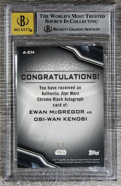 Topps Chrome Black Star Wars Ewan McGregor Autograph Card A-EM - 1 of 1 - BGS 9