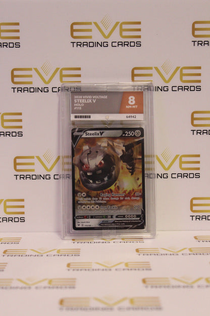 Graded Pokemon Card - 115/185 2020 Vivid Voltage Steelix V Holo - PSA 8