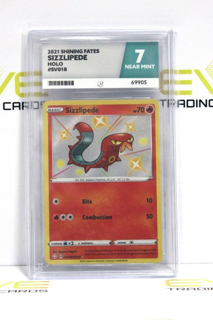 Graded Pokémon Card - #SV018/SV122 2021 Sizzlipede Shining Fates Holo - Ace 7