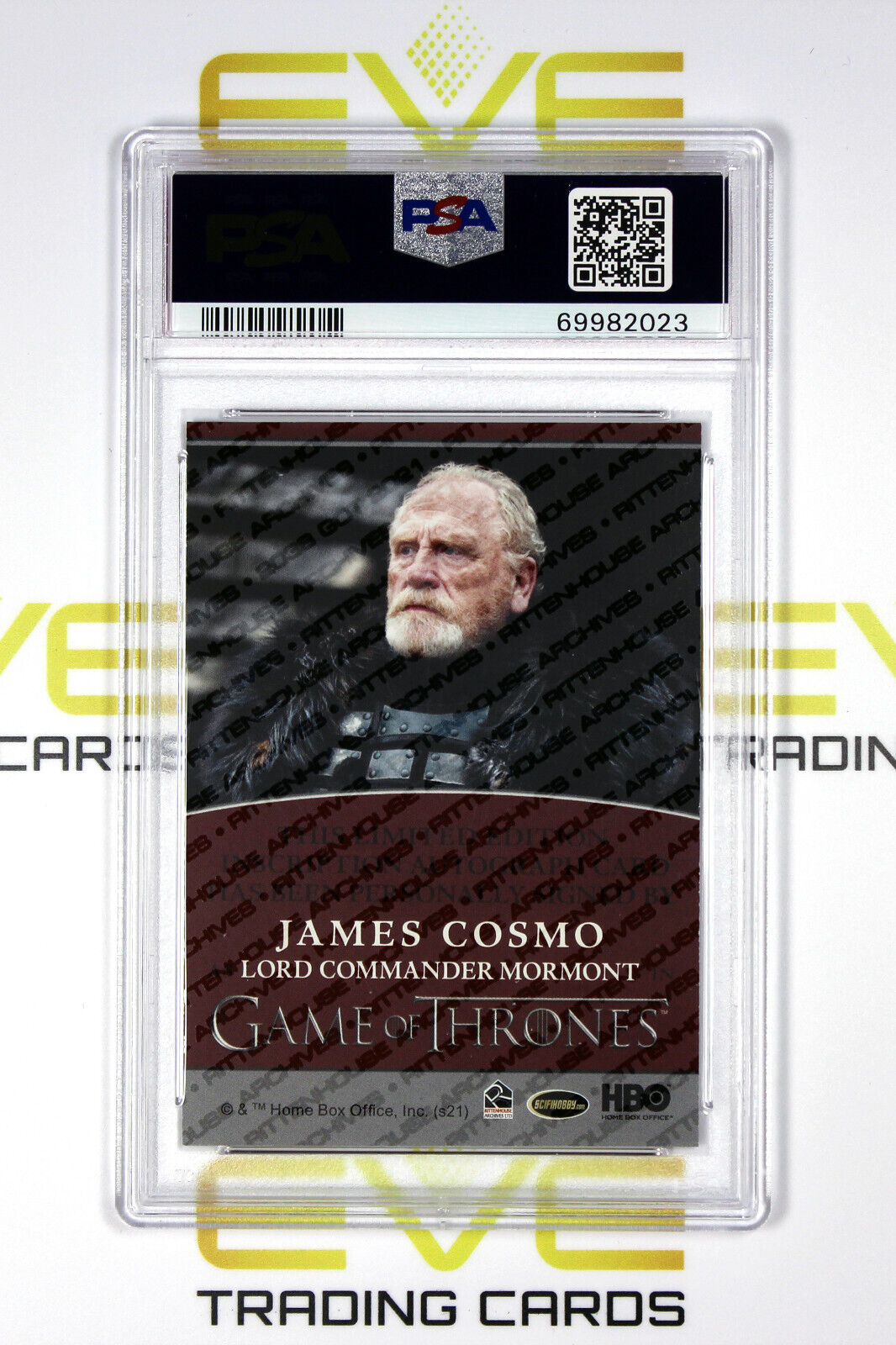 Graded Game of Thrones Auto Card - 2021 James Cosmo as Commander Mormont - PSA 9