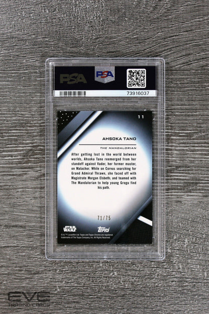 2022 Topps Star Wars Chrome Black #11 Ahsoka Tano Blue Refractor /75 - PSA 10