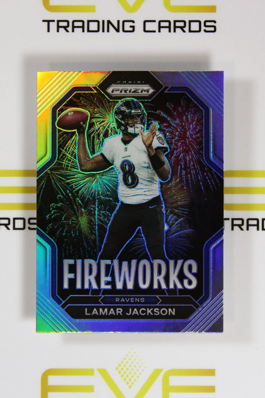 Panini Prizm NFL American Football Card - #F-7 2022 Lamar Jackson Fireworks