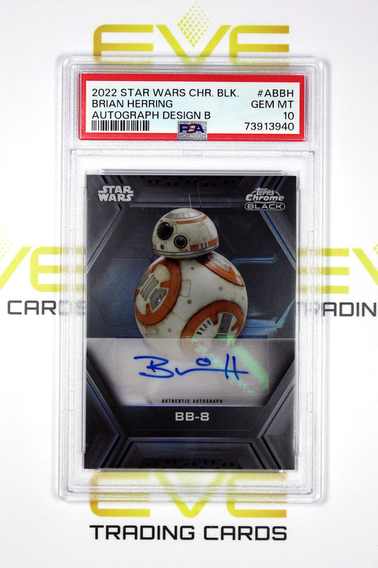 Topps Chrome Black Star Wars #AB-BH Brian Herring Puppeteer for BB-8 - PSA 10