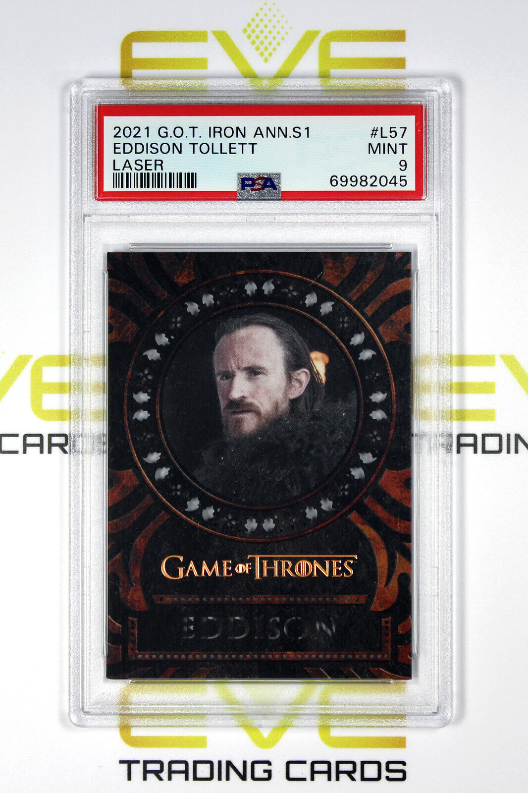 Graded Game of Thrones Card - #L57 2021 Eddison Tollett - Laser - PSA 9