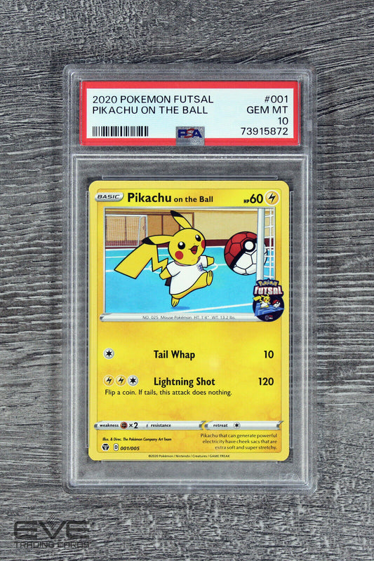 Pokemon Card #001/005 2020 Pikachu on the Ball - Pokemon Futsal - PSA 10