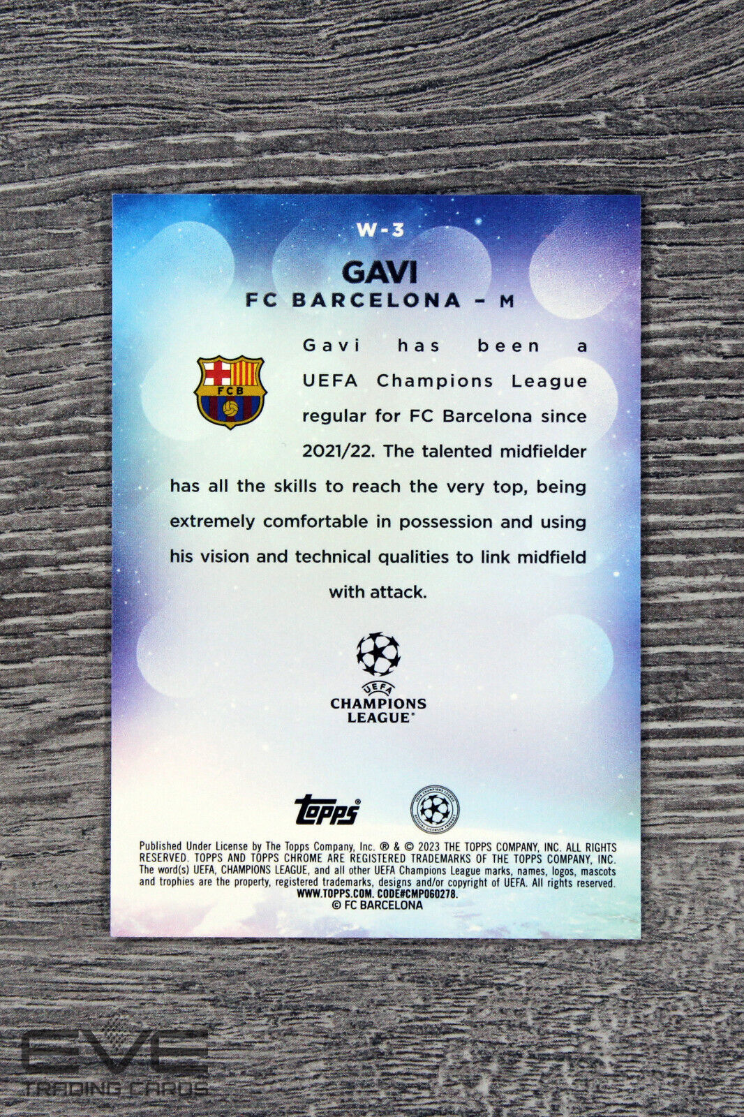 2022-23 Topps UEFA Champions League Card #W-3 Gavi Wonderkids - NM/M