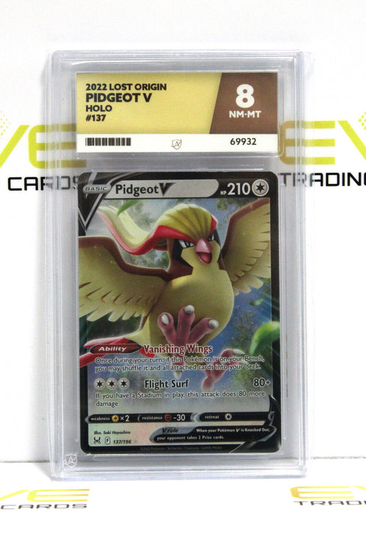 Graded Pokémon Card - #137/196 2022 Pidgeot V Lost Origin Holo - Ace 8