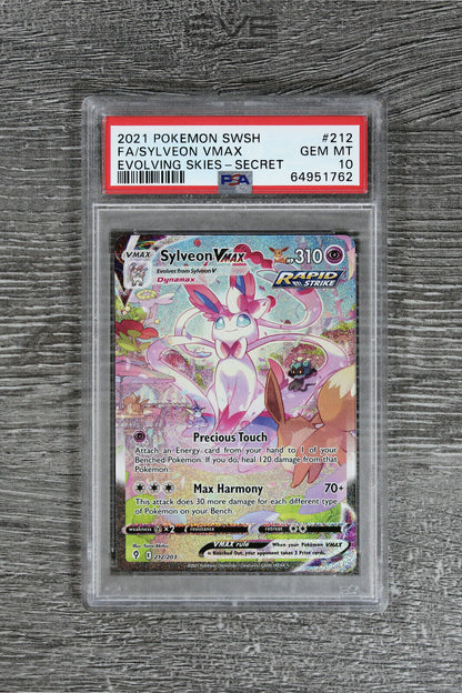 Graded Pokemon Card - #212/203 2021 SWSH FA/Sylveon VMAX Evolving Skies - PSA 10