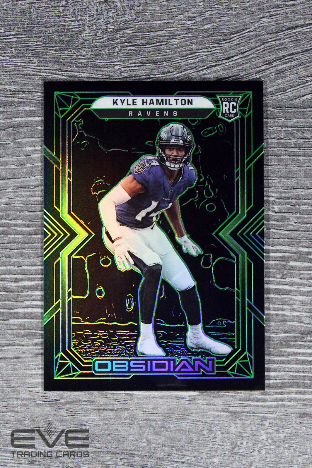 2022 Panini Obsidian NFL Card #132 Kyle Hamilton Green Etch Rookie /50 NM/M