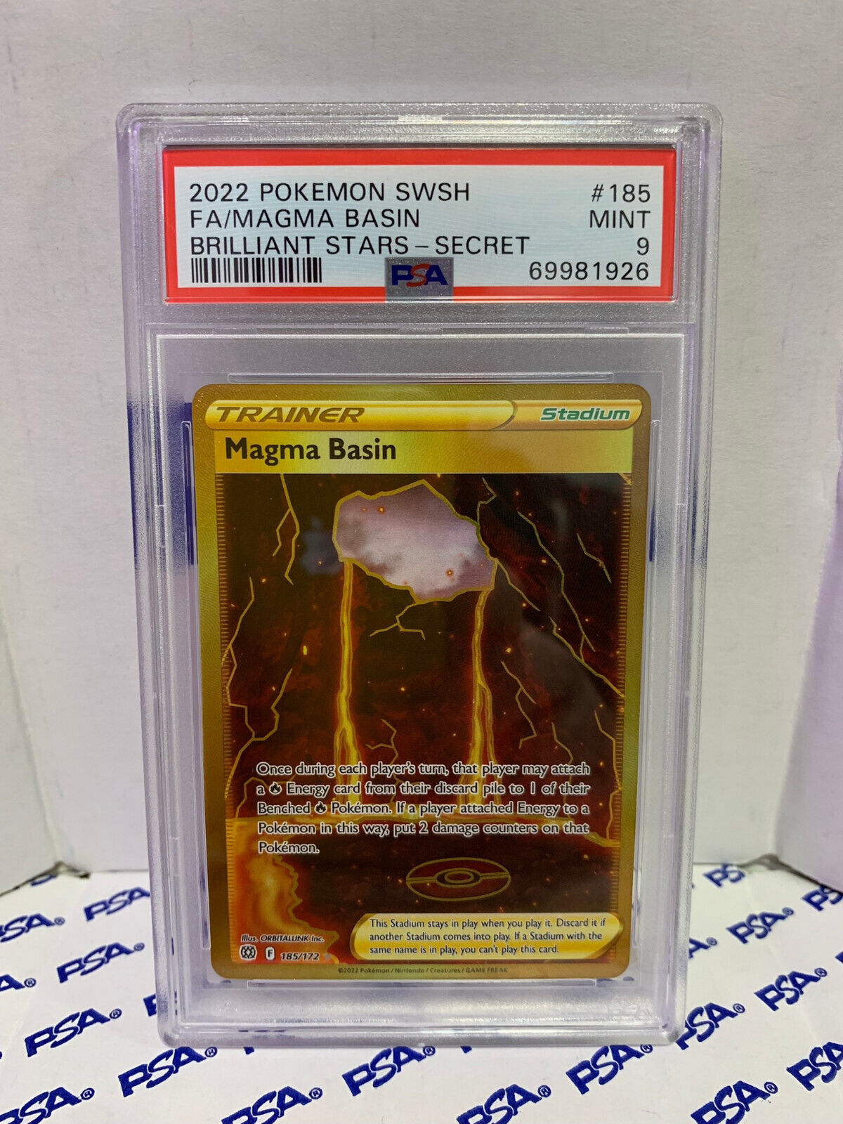 Graded Pokemon Card - 185/172 2022 SWSH FA/MAGMA Basin Brilliant Stars - PSA 9