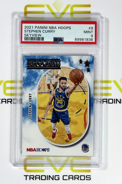 Graded Basketball Card - #9 2021 Panini NBA Hoops Skyview Stephen Curry - PSA 9