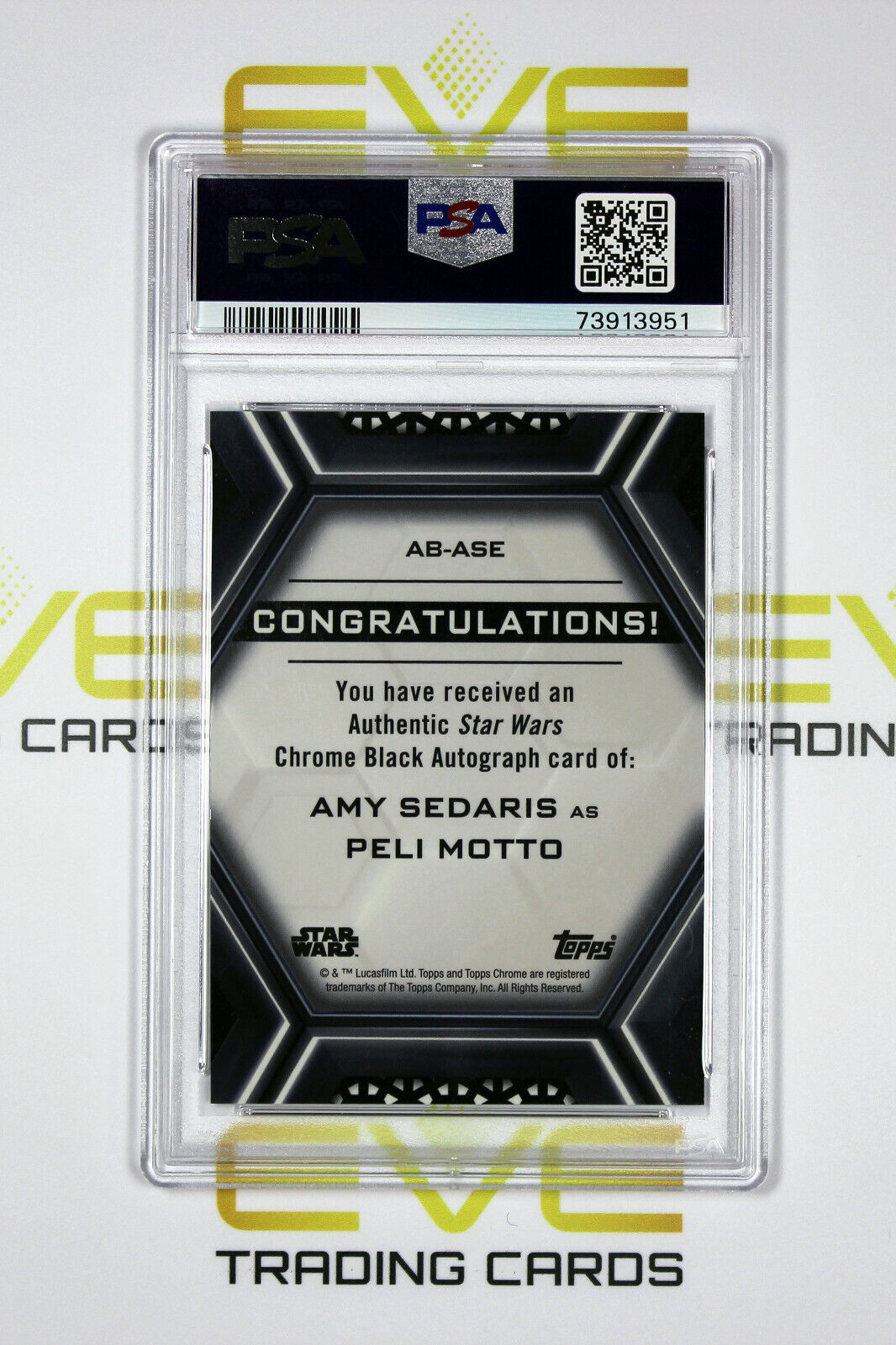 Topps Chrome Black Star Wars #AB-ASE Amy Sedaris as Peli Motto Design B - PSA 10