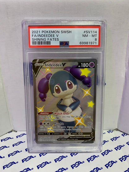 Graded Pokemon Card - SV114/SV122 2021 SWSH Indeedee V Shining Fates - PSA 8