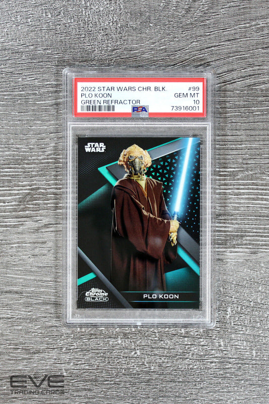 2022 Topps Star Wars Chrome Black #99 Plo Koon Green Refractor /99 - PSA 10