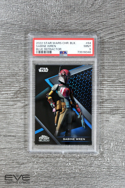 2022 Topps Star Wars Chrome Black #64 Sabine Wren Blue Refractor /75 - PSA 9