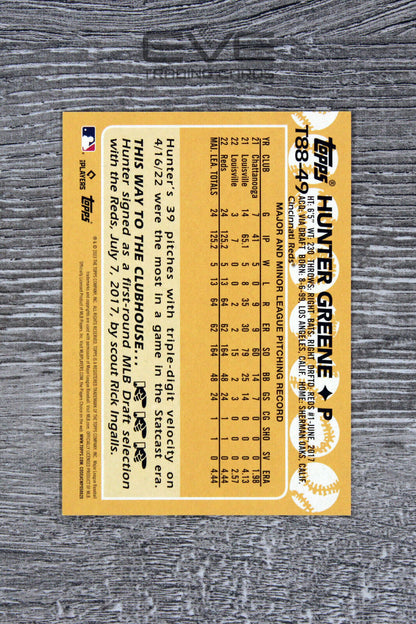 2023 Topps Series One Baseball Card T88-49 Hunter Greene 35th Anniversary - NM/M
