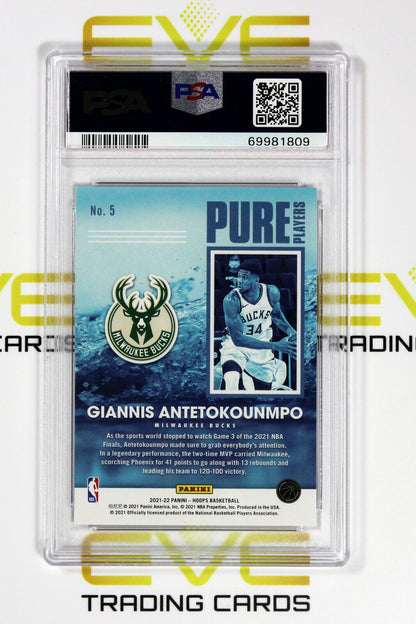 Graded Basketball Card #5 2021 Panini NBA Hoops Antetokounmpo Pure Players PSA 9