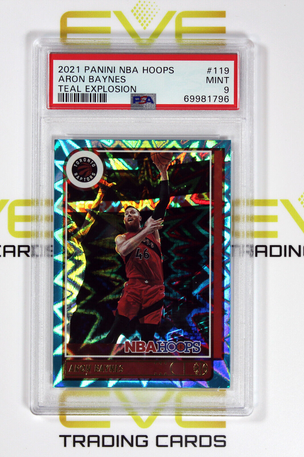 Graded Basketball Card - #119 2021 NBA Hoops Aron Baynes Teal Explosion - PSA 9