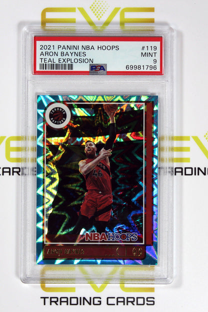 Graded Basketball Card - #119 2021 NBA Hoops Aron Baynes Teal Explosion - PSA 9