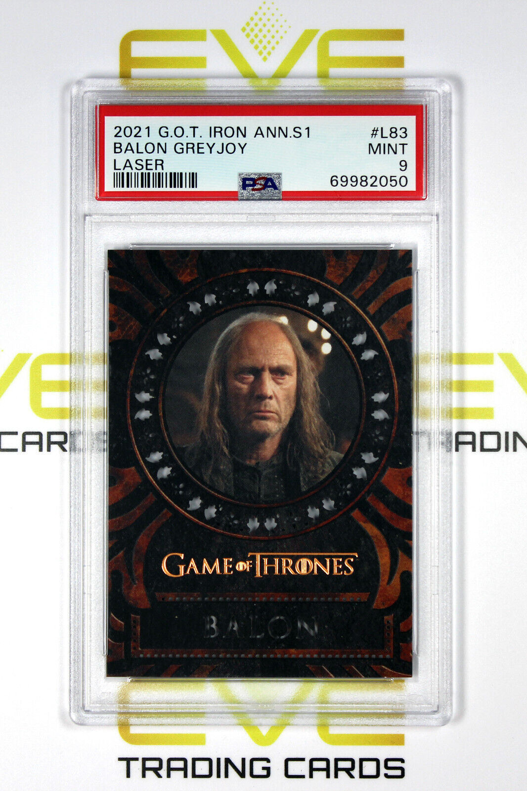 Graded Game of Thrones Card - #L83 2021 Balon Greyjoy - Laser - PSA 9