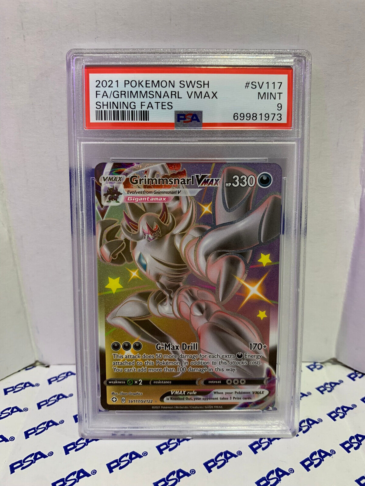 Graded Pokemon Card - SV117/SV122 SWSH Grimmsnarl VMAX Shining Fates - PSA 9