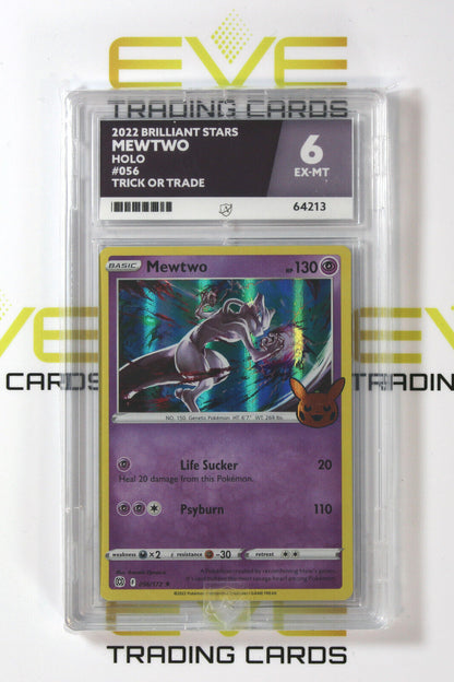 Graded Pokemon Card #056/172 2022 Mewtwo Brilliant Stars Holo - Ace 6