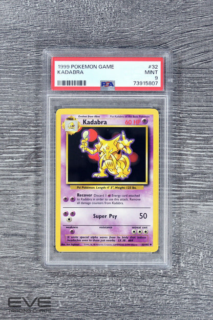 Pokemon Card - #032/102 1999 Kadabra Pokemon Game - PSA 9