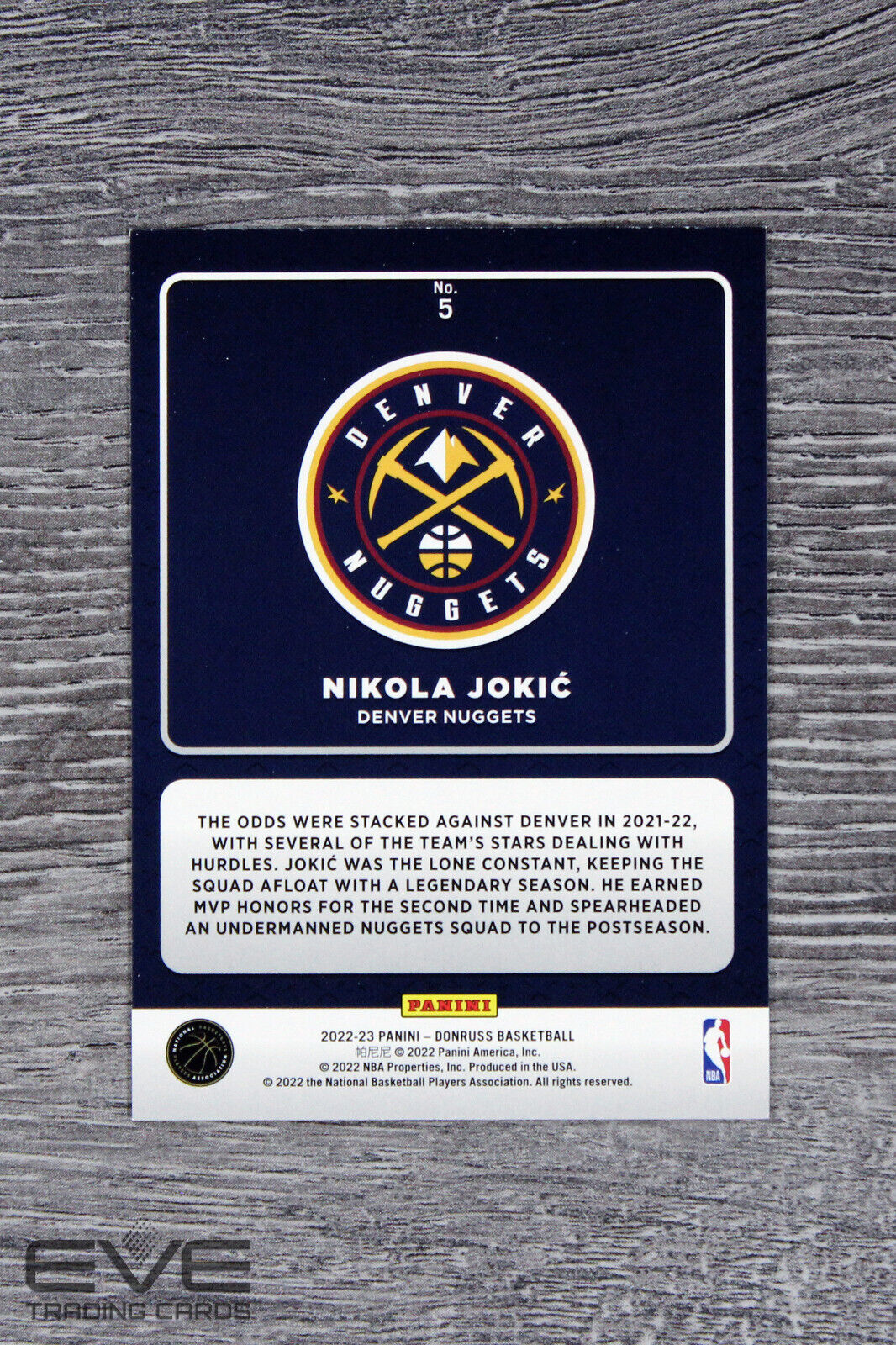 2022-23 Panini Donruss Basketball Card #5 Nikola Jokic "Production Line" - NM/M