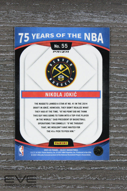 2021-22 Panini NBA Select Basketball #55 Nikola Jokic Silver Prizm 75 Years NM/M