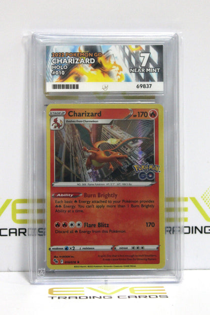 Graded Pokémon Card - #010/078 2022 Charizard Pokemon Go Holo - Ace 7