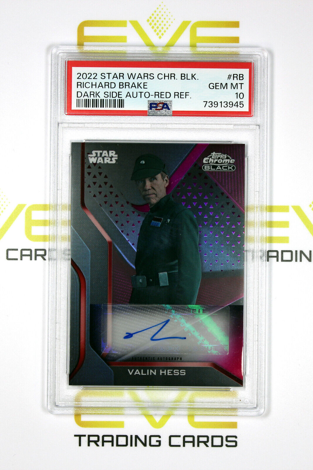 Topps Chrome Black Star Wars #DS-RB Richard Brake as Valin Hess Auto /5 - PSA 10