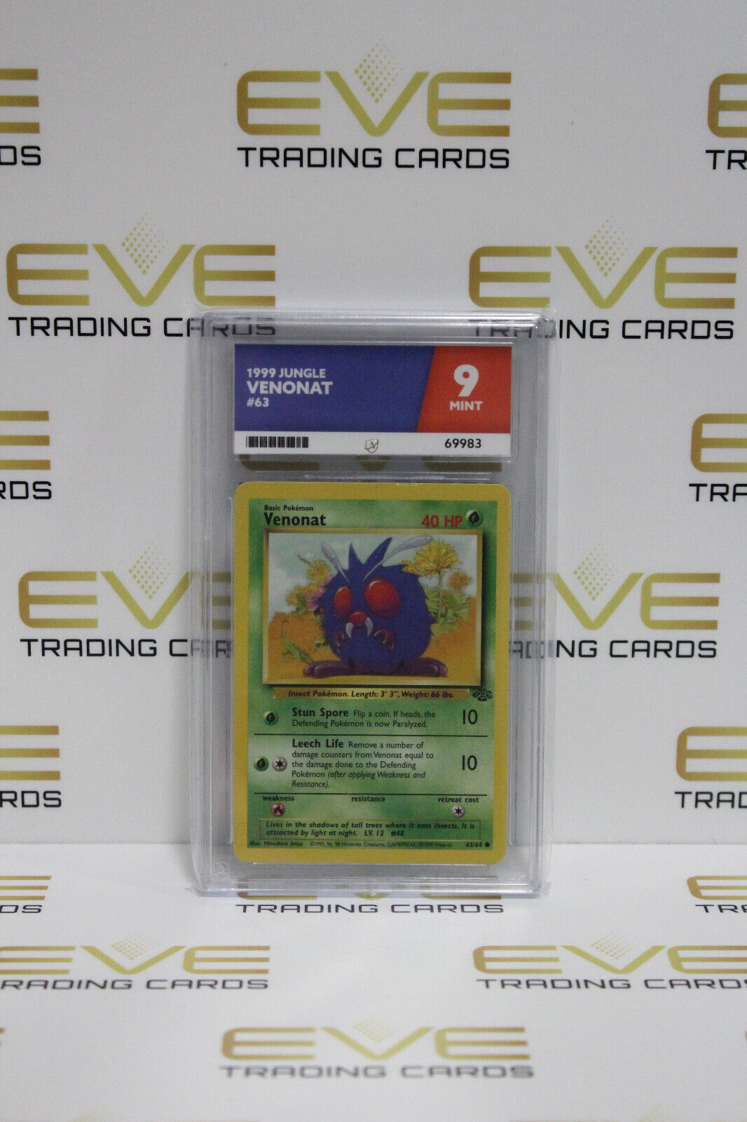 Graded Pokemon Card - #63/64 1999 Jungle Venonat - Ace 9