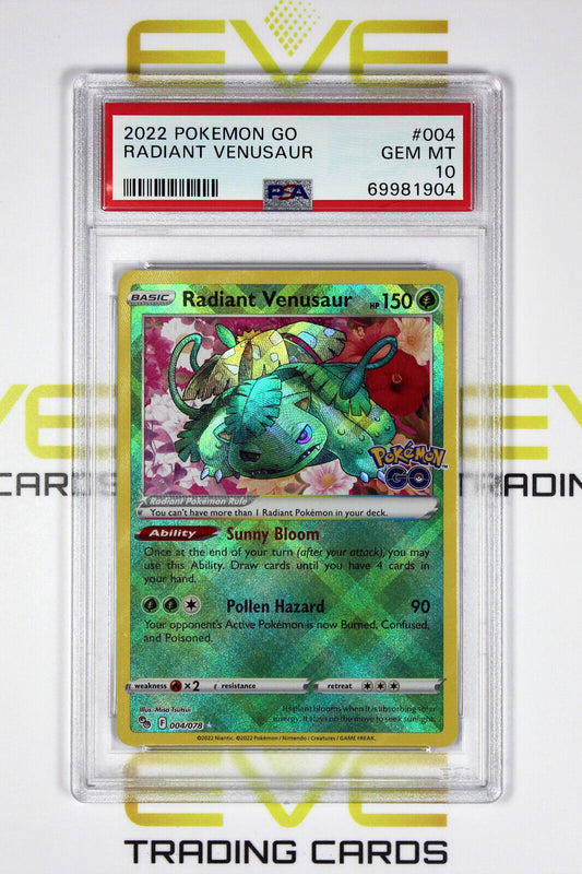 Graded Pokemon GO Card - #004/078 2022 Radiant Venusaur - PSA 10