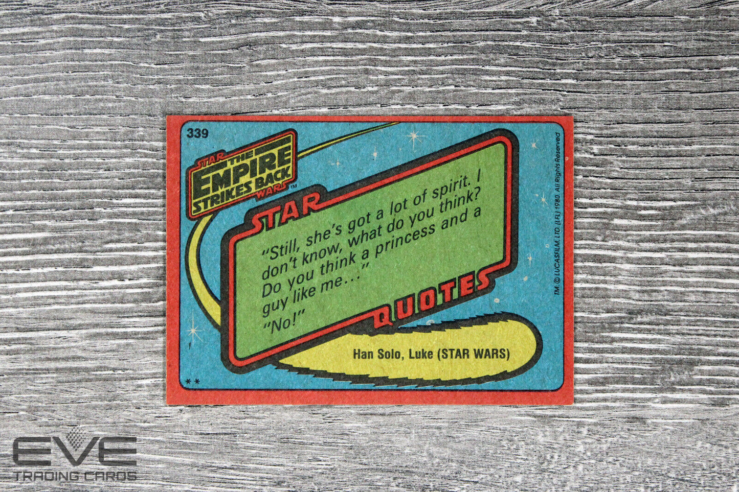 1980 Topps Vintage Star Wars Empire Strikes Back S3 Card #339 Luke's Training