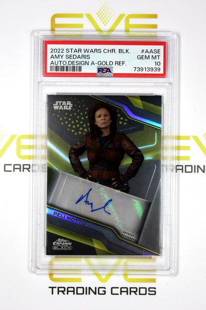 Topps Chrome Black Star Wars #A-ASE Amy Sedaris Peli Motto Design A /50 - PSA 10